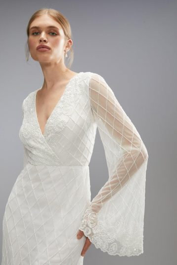 Coast Embellished Tie Back Boho Bridal Maxi Dress, 8, Ivory - Image 4