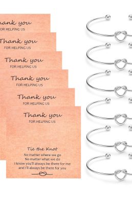 CERSLIMO Bridesmaid Gifts - 6 Pcs Bridesmaid Proposal Gifts, Tie The Knot Bracelet Maid of Honor Gifts Wedding Flower Girl Gift, Bridesmaid Proposal Jewelry Bridal Party Knot Bracelet for Women Silver