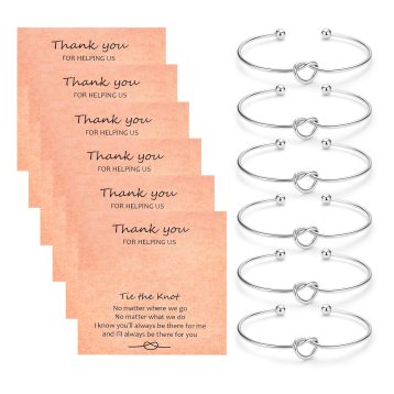 CERSLIMO Bridesmaid Gifts - 6 Pcs Bridesmaid Proposal Gifts, Tie The Knot Bracelet Maid of Honor Gifts Wedding Flower Girl Gift, Bridesmaid Proposal Jewelry Bridal Party Knot Bracelet for Women Silver