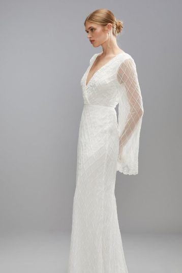 Coast Embellished Tie Back Boho Bridal Maxi Dress, 8, Ivory - Image 3