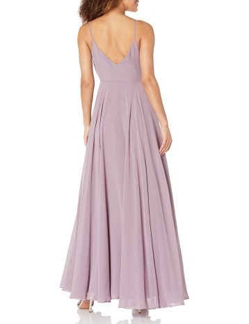Jenny Yoo Women's James V Neck Spaghetti Strap Wrap Long Chiffon Gown Special Occasion Dress, Lilac, 10 - Image 2