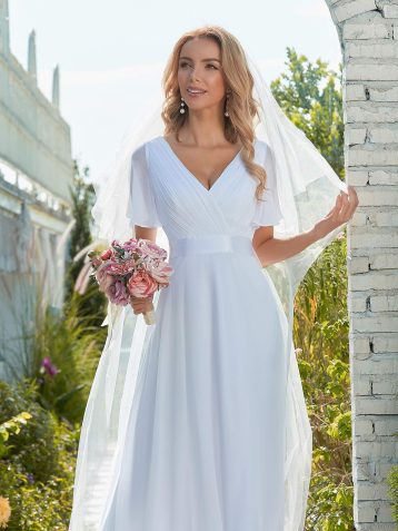 Ever-Pretty Women's Empire Waist Long Trailing Evening Gown Dresses White