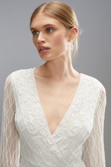 Coast Embellished Tie Back Boho Bridal Maxi Dress, 8, Ivory - Image 6