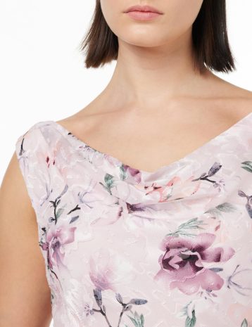 Gina Bacconi Midi Cowl Neck Printed Dress & Shawl, Blush, 12 - Image 3
