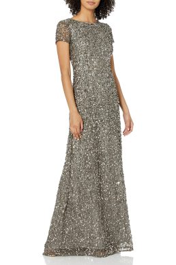 Adrianna Papell Scoop Back Maxi Women's Dress Lead Size 14