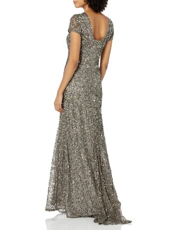 Adrianna Papell Scoop Back Maxi Women's Dress Lead Size 14 - Image 2