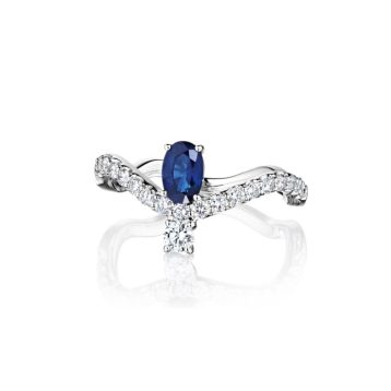 18k Mirage White Gold Ring With 0.44 Cts Vs-Gh Diamonds And Sapphire,7