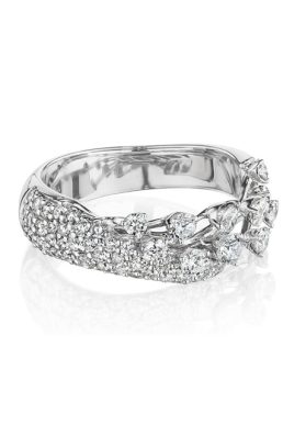 Hueb,18k Luminus White Gold Ring With 1.15 Cts Vs-Gh Diamonds,7