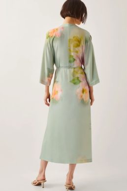 Monsoon Jane floral print midi dress green pink multi