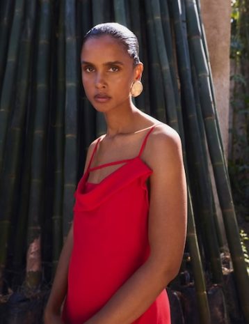 M&S Cowl Neck Midaxi Slip Dress Red