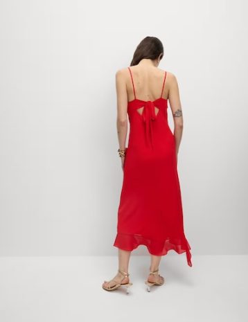 M&S Cowl Neck Midaxi Slip Dress Red