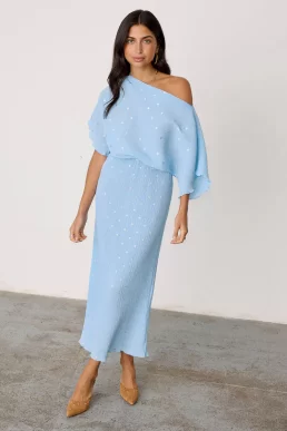 Never Fully Dressed Ice Blue Plisse Tilly Dress