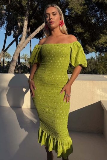 Never Fully Dressed Olive Jojo Dress with Gold Fleck