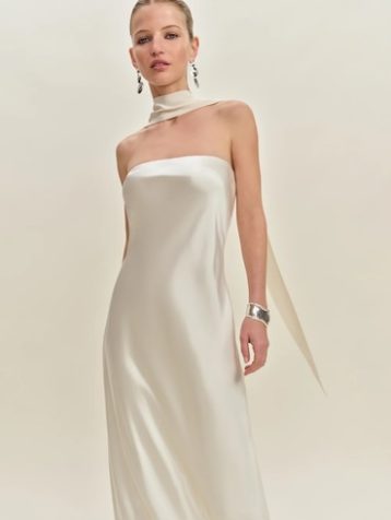 Reformation Oren Silk Strapless Bridal Maxi Dress Ivory Bridal Silk