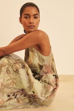 Reiss Anna | NYBG Linen Floral Midi Dress Neutral Multi