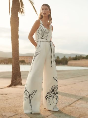 Reiss Kinsley | NYBG Floral Print Jumpsuit Ivory Black