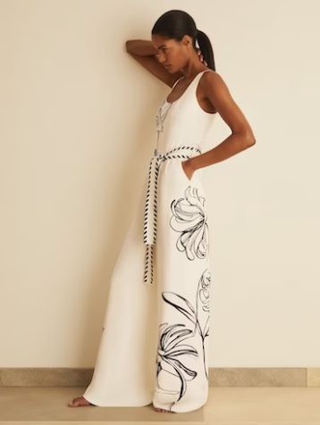 Reiss Kinsley | NYBG Floral Print Jumpsuit Ivory Black