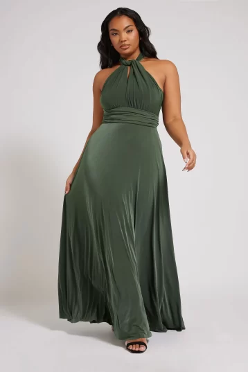 YOURS LONDON Curve olive green Multiway Maxi Bridesmaid