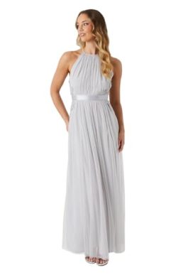 Coast Halterneck Lace Applique Bridesmaid Dress, Grey Mist
