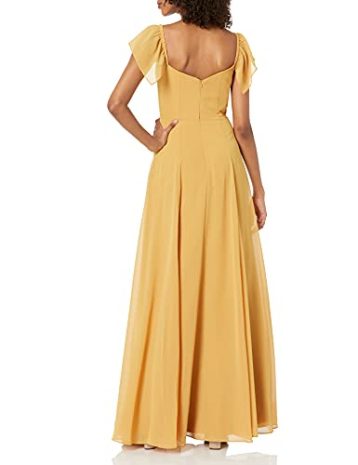Jenny Yoo Women's Elsie Off The Shoulder Flutter Sleeve Chiffon Dress, Marigold - Image 2