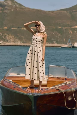 Nobody's Child White Polka Dot Bandeau Felicity Midi Dress