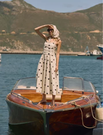 Nobody's Child White Polka Dot Bandeau Felicity Midi Dress