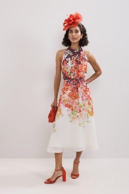 Phase Eight Bethany Floral Dress Red White Multi