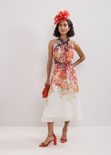Phase Eight Bethany Floral Dress Red White Multi