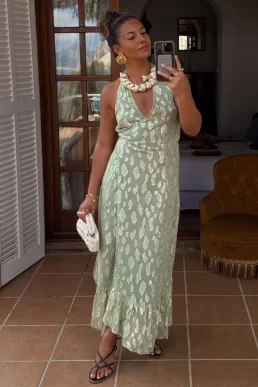 Never Fully Dressed Sage Freya Jacquard Maxi Dress