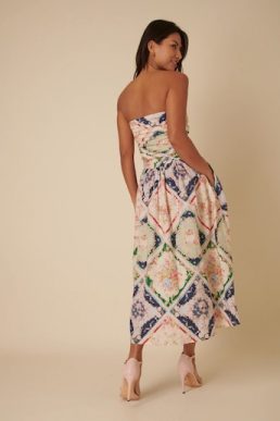 Nobody's Child Abstract Floral Bandeau Felicity Midi Dress Multi