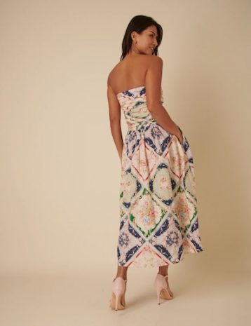 Nobody's Child Abstract Floral Bandeau Felicity Midi Dress Multi