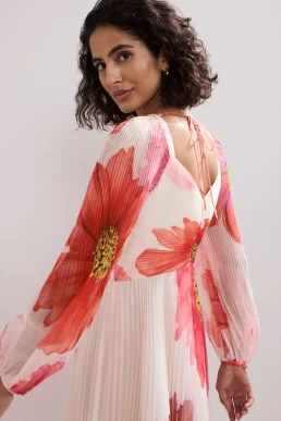 Phase Eight Reanna Pleated Dress Pink Multi