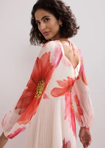 Phase Eight Reanna Pleated Dress Pink Multi