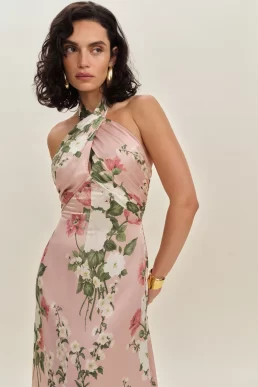 Veria Silk Dress rose garden blush pink multi