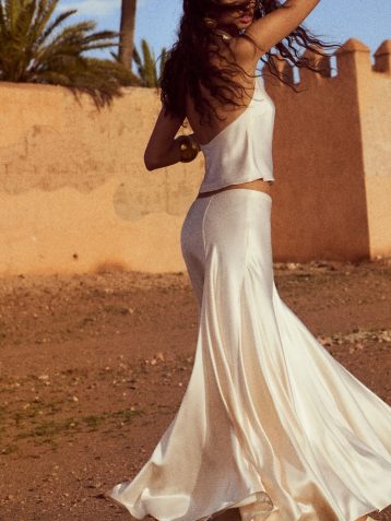 Reformation Sera Silk Two Piece Ivory Almond