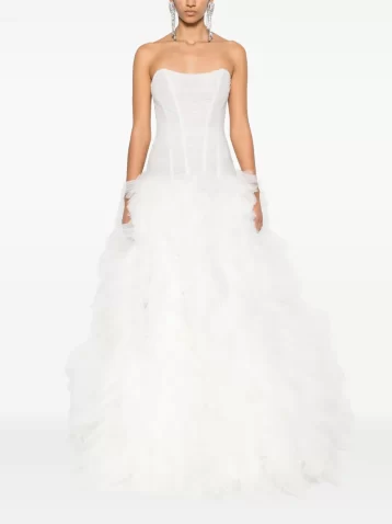 Ana Radu ruched tulle gown, Ivory