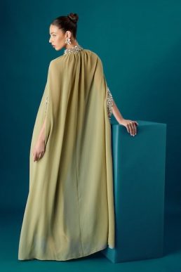 Coast Muse Chiffon Cape Bandeau Dress Chartreuse