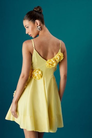 Coast Muse Corsage Detail Strappy Mini Dress Yellow