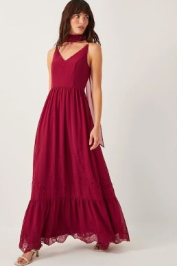 Monsoon Clare cutwork maxi dress & scarf orange