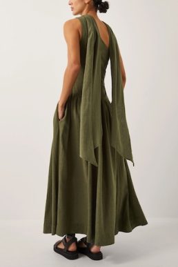Monsoon The india edit leila one shoulder maxi dress green