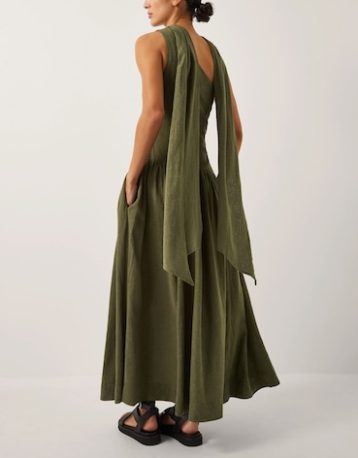 Monsoon The india edit leila one shoulder maxi dress green