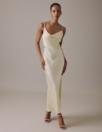 Nobody's Child Butter Yellow Cowl Neck Midi Trixie Dress