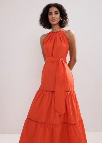 Phase Eight Nolia Cotton Dress Orange