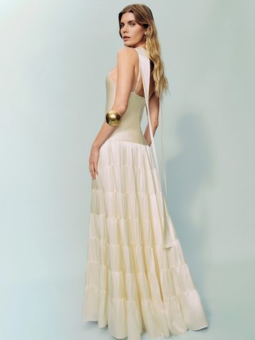 Reformation Agnes Silk Dress Fior Di Latte