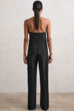 Reiss Ayla Structured Strapless Wide-Leg Jumpsuit Black