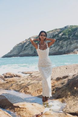 Sau Lee Coraline Lace Midi Dress Seafoam