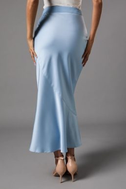 Coast Coast Satin Detail Fitted Skirt Pale Dusty Blue