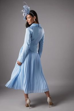 Coast Tailored Pleat Skirt Midi Dress, Dusty Blue