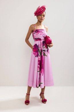 Phase Eight Cassia Printed Dress Pink Purple