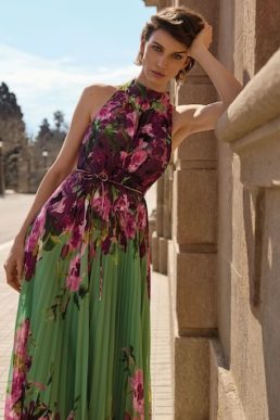 Phase Eight Dahlia Printed Dress Purple Green Multi